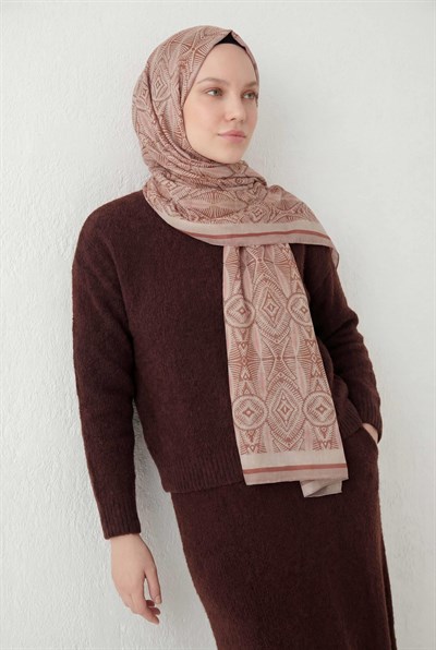 Nature Desen Pudra Pembe  75X195 Soft Şal