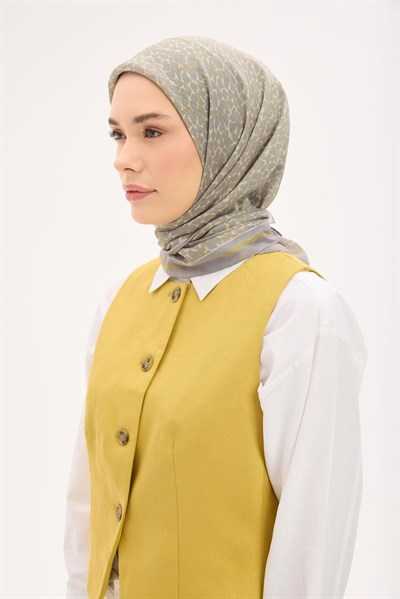 Olinda Eşarp Yonca Desen Açık Gri 90x90