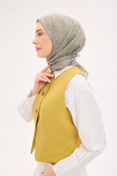 Olinda Eşarp Yonca Desen Açık Gri 90x90