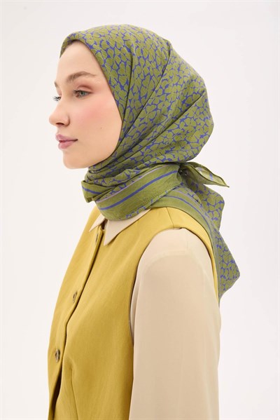 Olinda Eşarp Yonca Desen Fıstık Yeşili 90x90