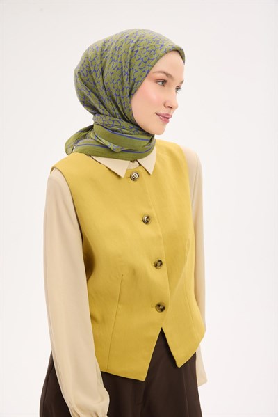 Olinda Eşarp Yonca Desen Fıstık Yeşili 90x90