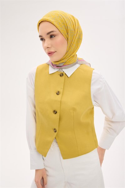 Olinda Eşarp Yonca Desen Hardal 90x90