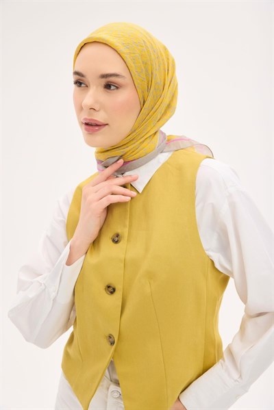 Olinda Eşarp Yonca Desen Hardal 90x90