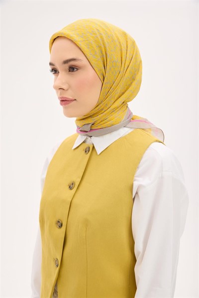 Olinda Eşarp Yonca Desen Hardal 90x90