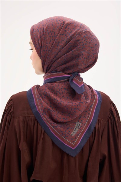 Olinda Eşarp Yonca Desen Kiremit 90x90