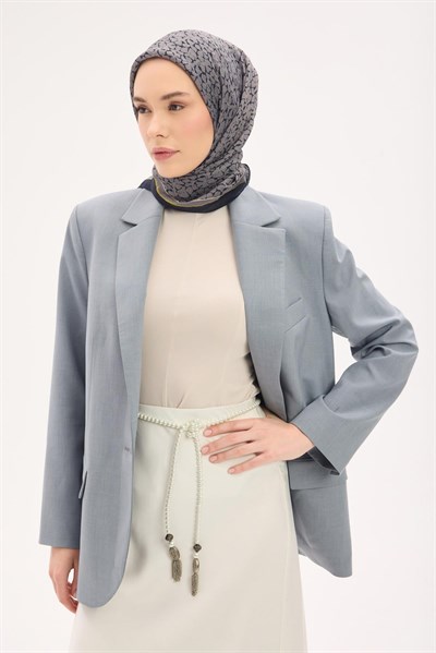 Olinda Eşarp Yonca Desen Koyu Lacivert 90x90