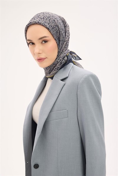 Olinda Eşarp Yonca Desen Koyu Lacivert 90x90
