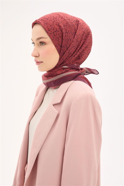 Olinda Eşarp Yonca Desen Mürdüm 90x90