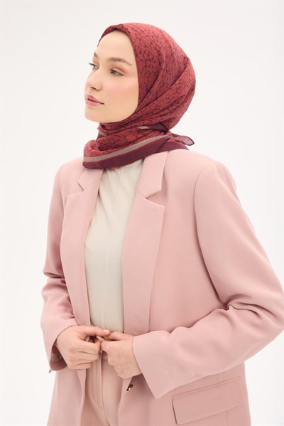 Olinda Eşarp Yonca Desen Mürdüm 90x90