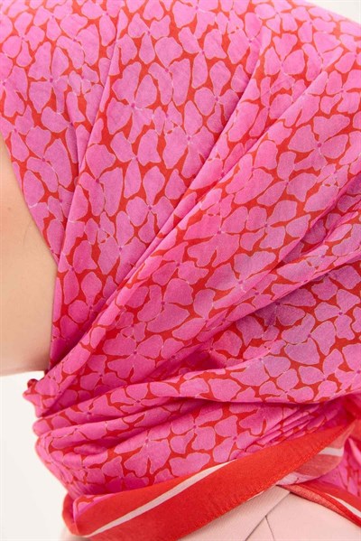 Olinda Eşarp Yonca Desen Parlak Turuncu 90x90