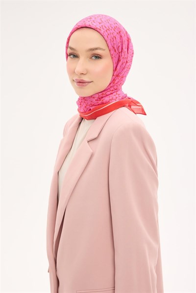 Olinda Eşarp Yonca Desen Parlak Turuncu 90x90
