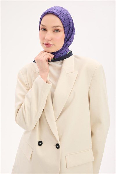 Olinda Eşarp Yonca Desen Siyah 90x90