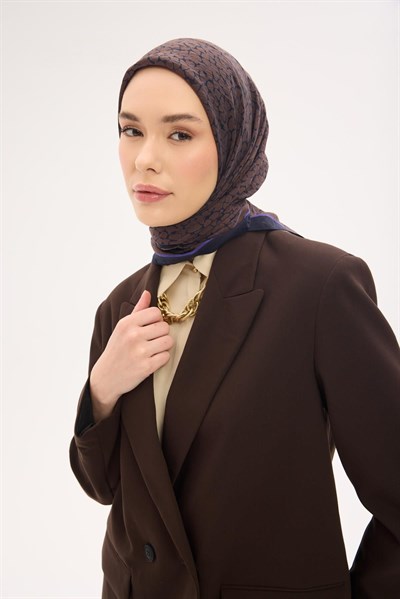 Olinda Eşarp Yonca Desen Soluk Siyah 90x90