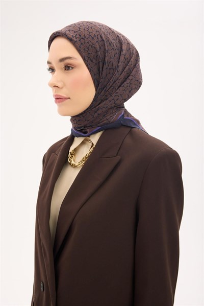 Olinda Eşarp Yonca Desen Soluk Siyah 90x90
