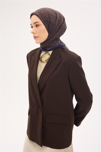 Olinda Eşarp Yonca Desen Soluk Siyah 90x90