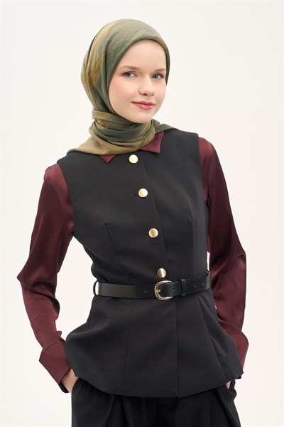 Olinda İpek Karışımlı Eşarp Soyut Desen Çimen Yeşili 90x90