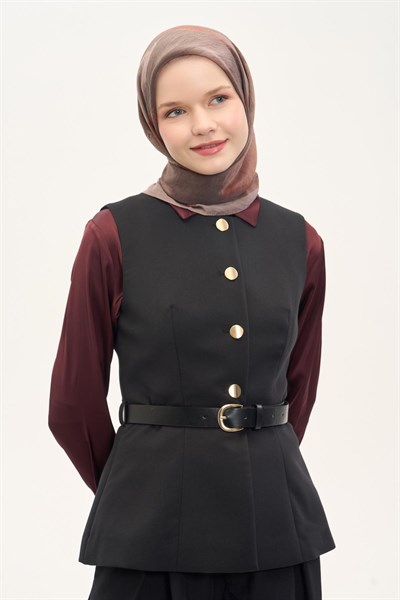 Olinda İpek Karışımlı Eşarp Soyut Desen Koyu Vizon 90x90
