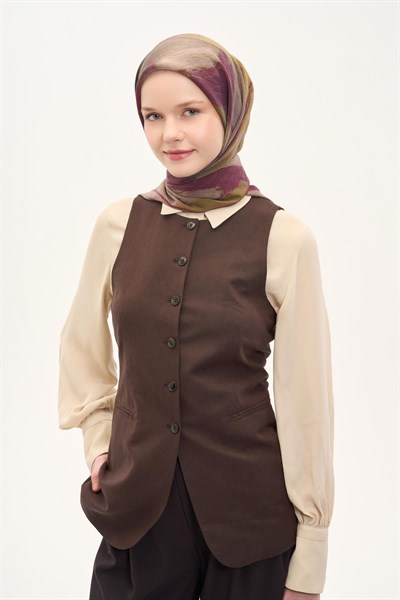 Olinda İpek Karışımlı Eşarp Soyut Desen Vişne Çürüğü 90x90