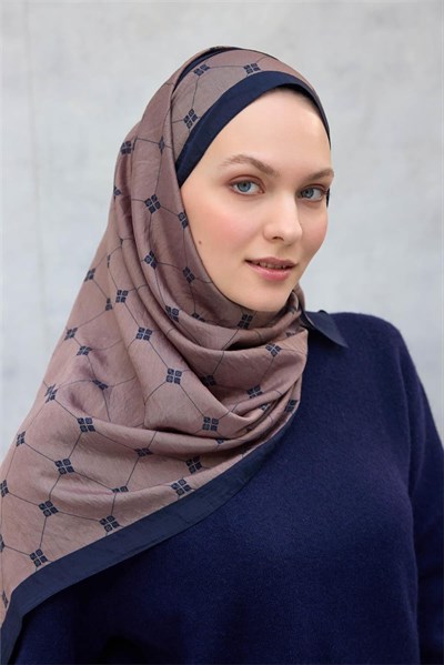 Olinda Şal Monogram Desen Açık Kahve 75*195