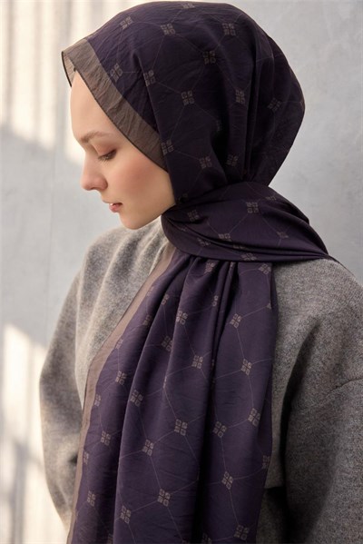 Olinda Şal Monogram Desen Açık Kahverengi 75*195