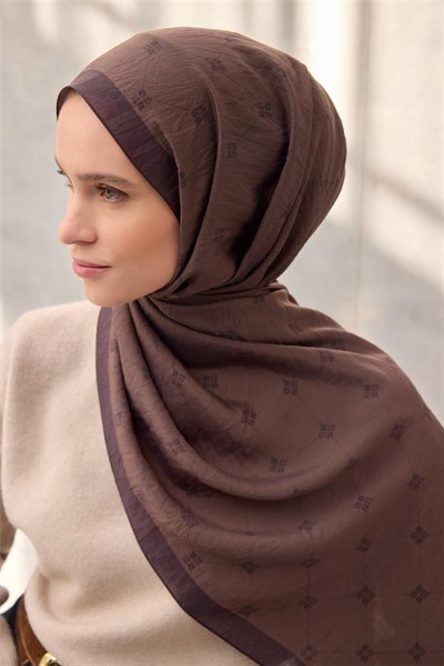 Olinda Şal Monogram Desen Açık Kahverengi 75*195
