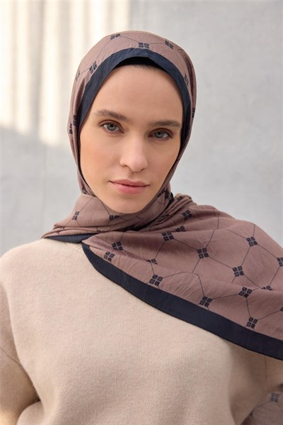 Olinda Şal Monogram Desen Dumanlı Siyah 75*195