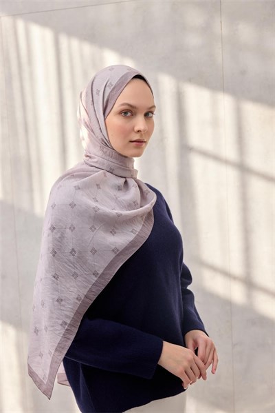 Olinda Şal Monogram Desen Leylak Rengi 75*195