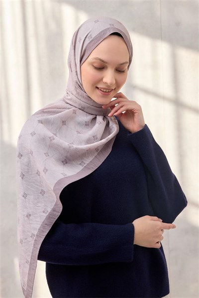Olinda Şal Monogram Desen Leylak Rengi 75*195