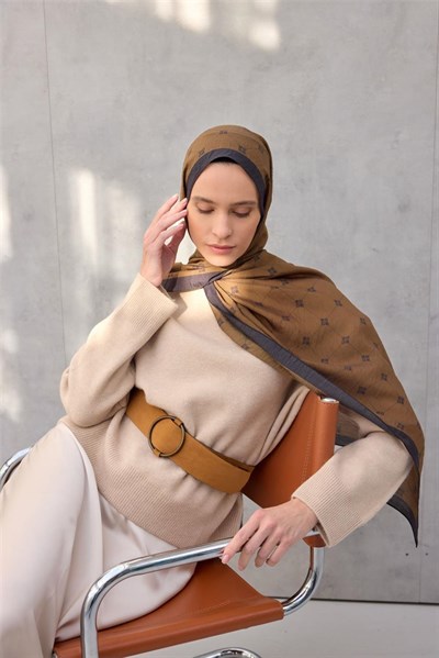 Olinda Şal Monogram Desen Taba 75*195