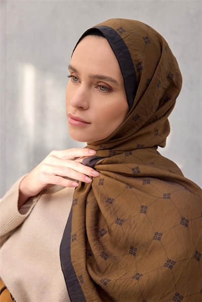 Olinda Şal Monogram Desen Taba 75*195