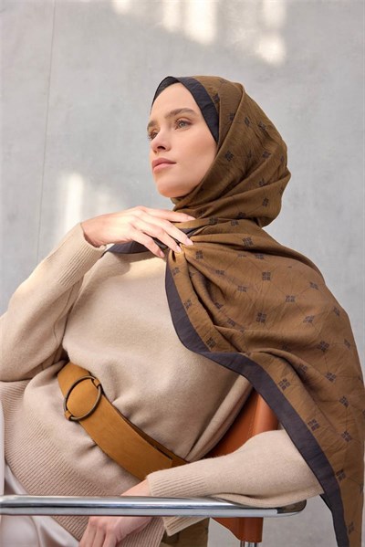 Olinda Şal Monogram Desen Taba 75*195