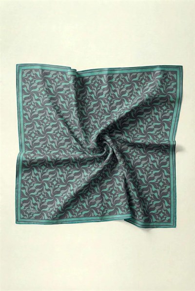 Pamuk Karışımlı Eşarp Açık Gri Geometrik Dalga Desen Soft Dokulu Kaymaz 90X90