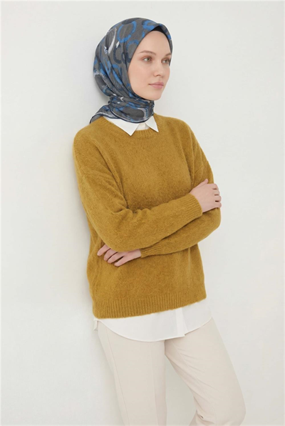 Pamuk Karışımlı Eşarp Koyu Gri Soyut Geometrik Desenli Soft Dokulu Kaymaz 90x90