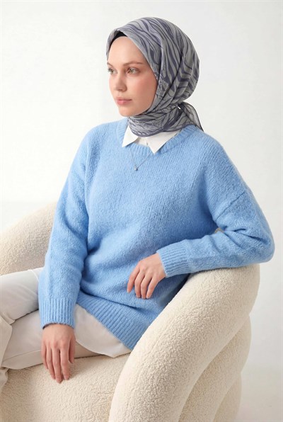 Pamuk Karışımlı Eşarp Lila Zebra Desen Soft Dokulu Kaymaz 90X90