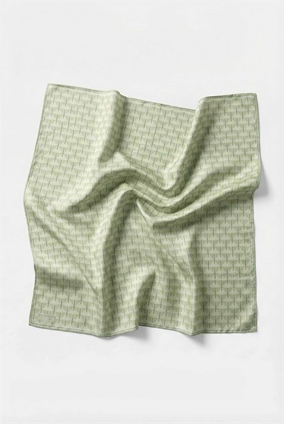 Pamuk Karışımlı Eşarp Mint Yeşili Geometrik Üçgen Desen Soft Dokulu Kaymaz 90X90