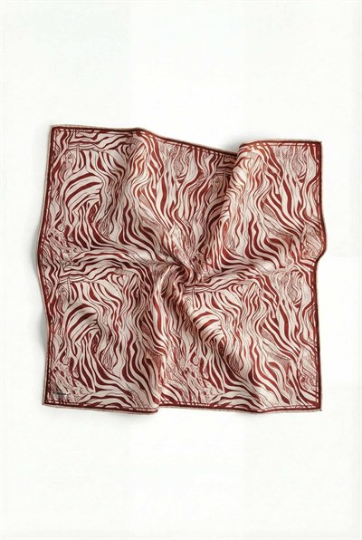 Pamuk Karışımlı Eşarp Pudra Zebra Desen Soft Dokulu Kaymaz 90X90