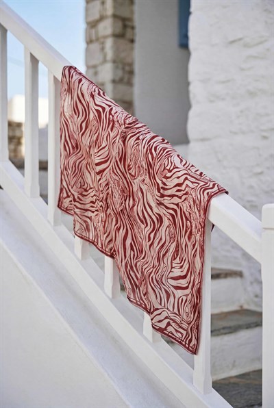 Pamuk Karışımlı Eşarp Pudra Zebra Desen Soft Dokulu Kaymaz 90X90