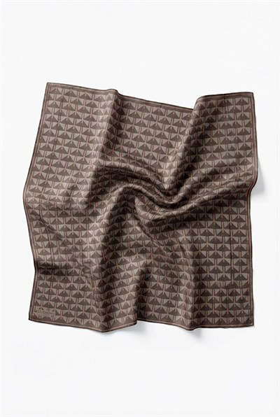 Pamuk Karışımlı Eşarp Siyah Geometrik Üçgen Desen Soft Dokulu Kaymaz 90X90