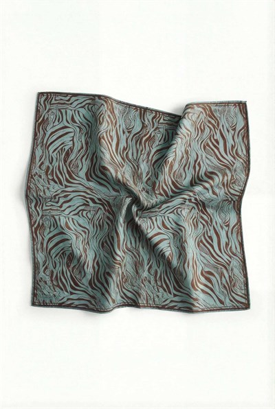 Pamuk Karışımlı Eşarp Turkuaz Zebra Desen Soft Dokulu Kaymaz 90X90
