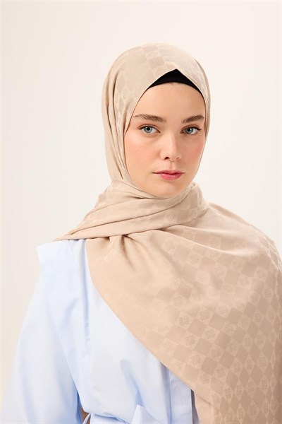 Pamuk Karışımlı Liva Şal Bej Desenli Tok Duruşlu Nefes Alan 90x200