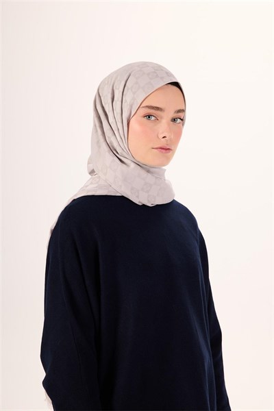Pamuk Karışımlı Liva Şal Gümüş Desenli Tok Duruşlu Nefes Alan 90x200