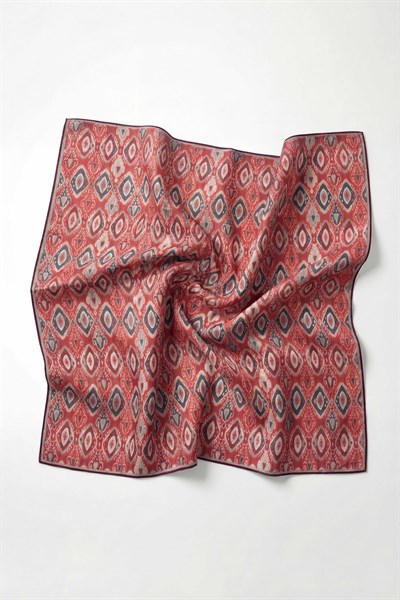 Pamuk Karışımlı Soft Eşarp Baklava Desen Bordo 90x90