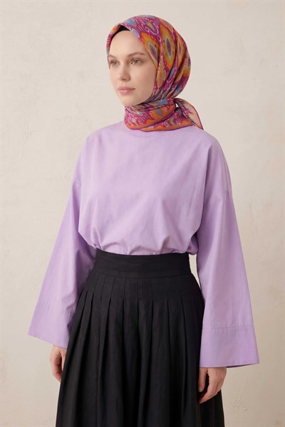 Pamuk Karışımlı Soft Eşarp Baklava Desen Pembe 90x90