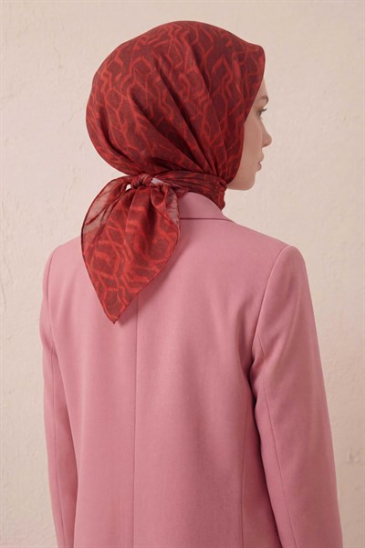 Pamuk Karışımlı Soft Eşarp Başak Desen Bordo 90x90