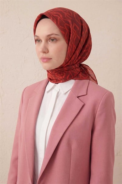Pamuk Karışımlı Soft Eşarp Başak Desen Bordo 90x90