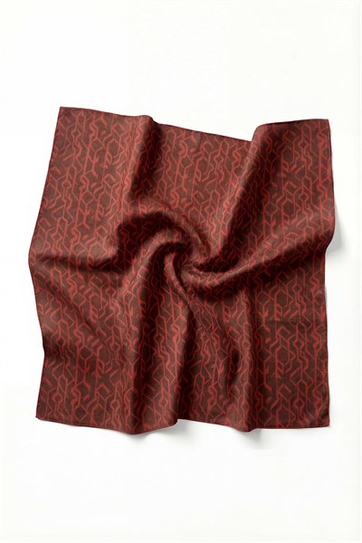 Pamuk Karışımlı Soft Eşarp Başak Desen Kiremit Kırmızı 90x90