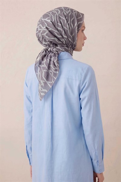 Pamuk Karışımlı Soft Eşarp Başak Desen Soluk Mor 90x90