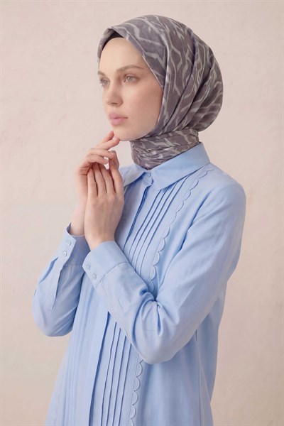 Pamuk Karışımlı Soft Eşarp Başak Desen Soluk Mor 90x90