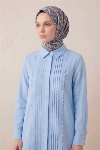 Pamuk Karışımlı Soft Eşarp Başak Desen Soluk Mor 90x90