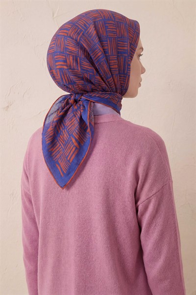 Pamuk Karışımlı Soft Eşarp Çizgi Desen Pas Rengi 90x90